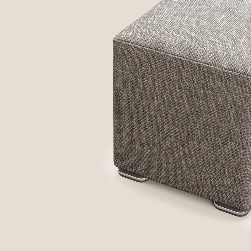 Cube pouf en tissu doux imperméable entrelacé melangé T06 marron