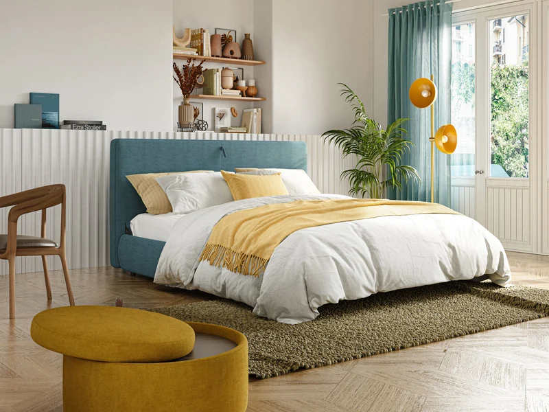 GRANSASSO Canapé convertible au design innovant en tissu imperméable T03 bleu ciel