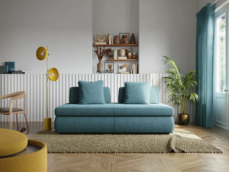 GRANSASSO Canapé convertible au design innovant en tissu imperméable T03 bleu ciel