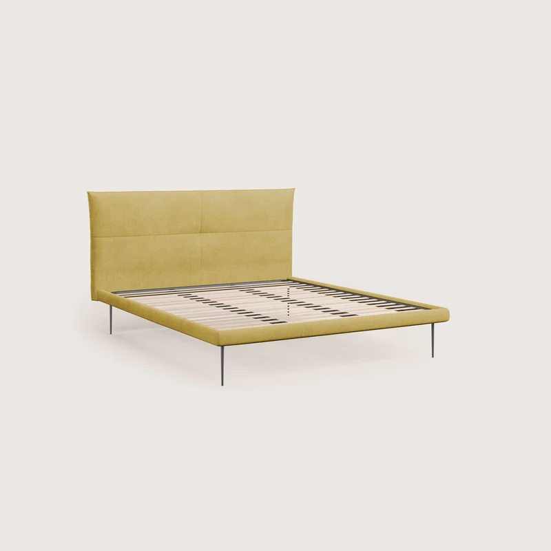 Akiko lit rembourré avec pieds hauts en métal en tissu imperméable T02 jaune