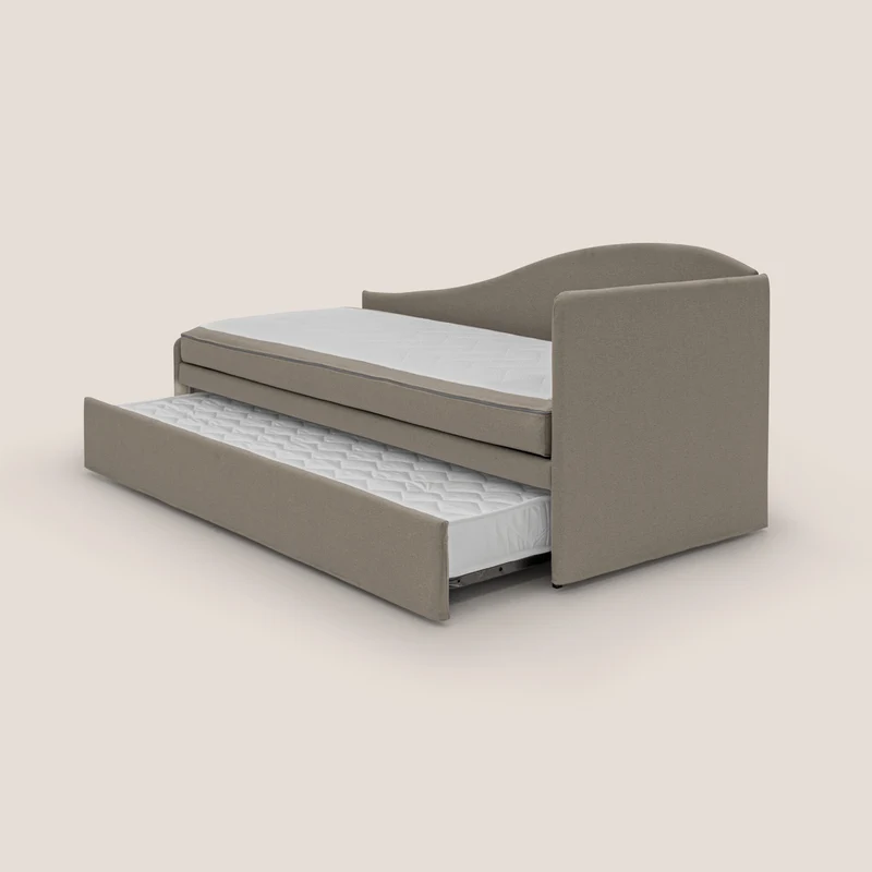 Nolo Canapé duplex avec lits jumeaux et tissu effet coton imperméable T13 Taupe tortora