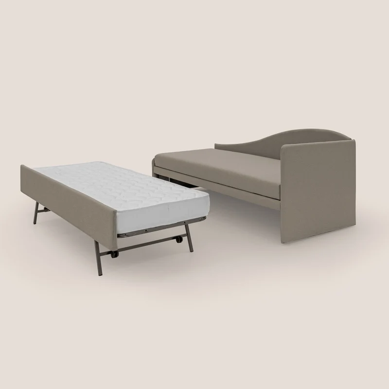 Nolo Canapé duplex avec lits jumeaux et tissu effet coton imperméable T13 Taupe tortora