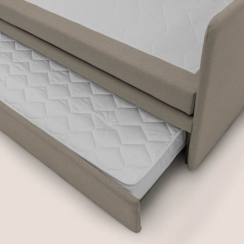 Nolo Canapé duplex avec lits jumeaux et tissu effet coton imperméable T13 Taupe tortora