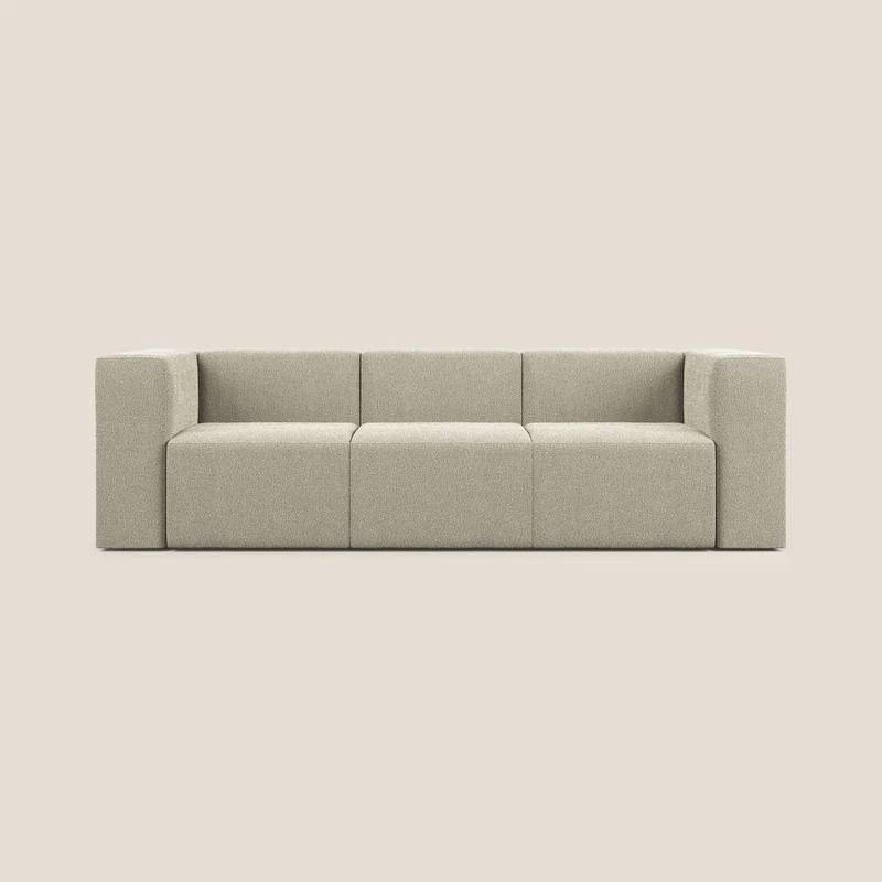 Nettuno canapé moderne modulable 3 assises en bouclette douce T07 beige