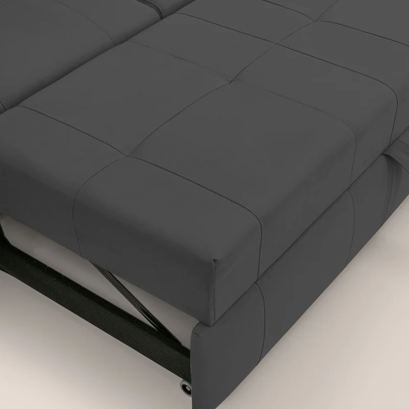 Kronos Canapé d'angle avec pouf extractible et coffre de rangement en microfibre imperméable T11 noir