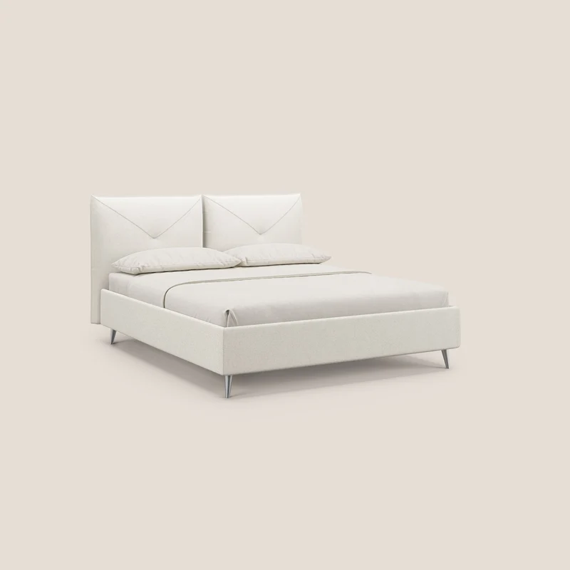 Adone lit coffre rembourré à double panneau en bouclette imperméable T07 blanc
