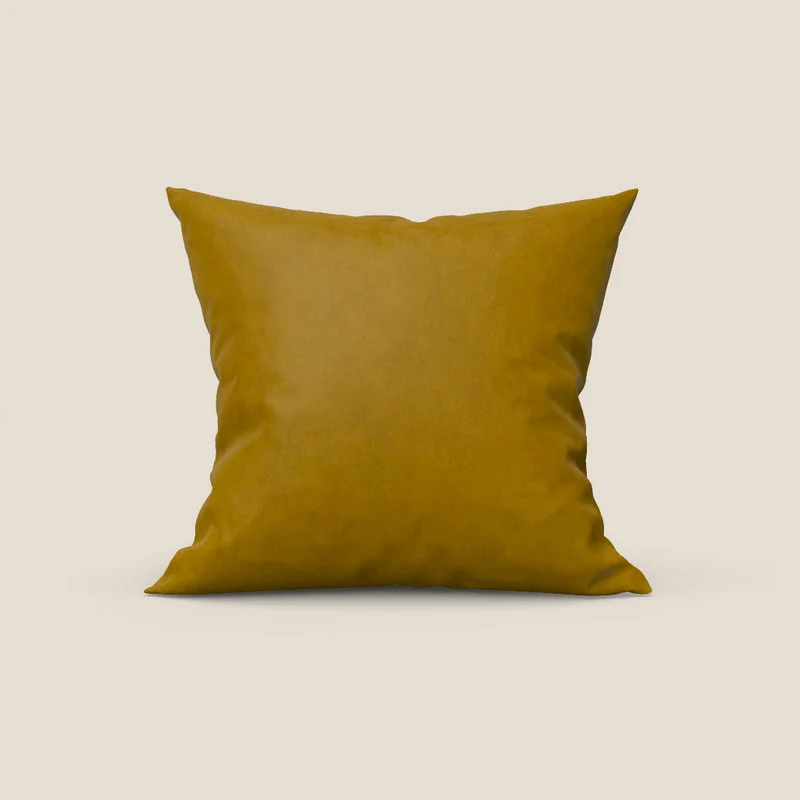 Rotterdam coussin disponible en plusieurs couleurs, en microfibre effet velours satiné imperméable T09 jaune