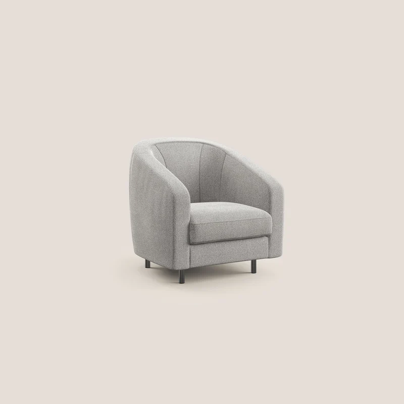 Pandora Fauteuil en tissu bouclé doux et imperméable T07 gris