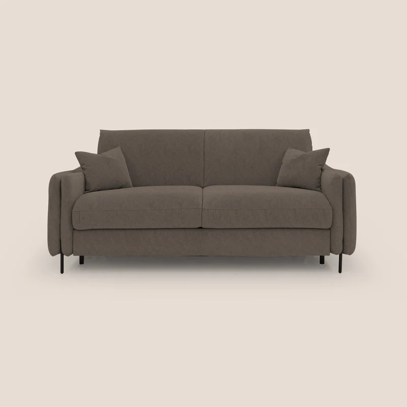 Gregory canapé-lit avec matelas h18 cm en microfibre effet velours imperméable T09 marron