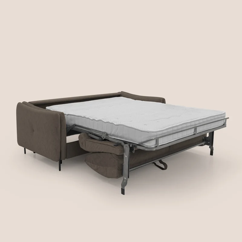 Gregory canapé-lit avec matelas h18 cm en microfibre effet velours imperméable T09 marron