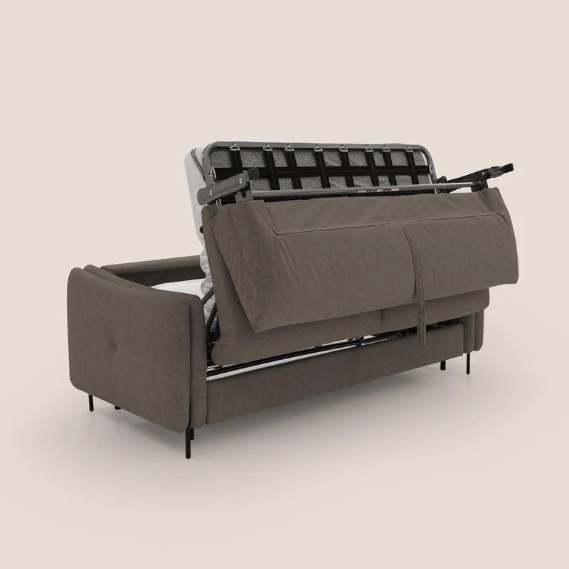 Gregory canapé-lit avec matelas h18 cm en microfibre effet velours imperméable T09 marron