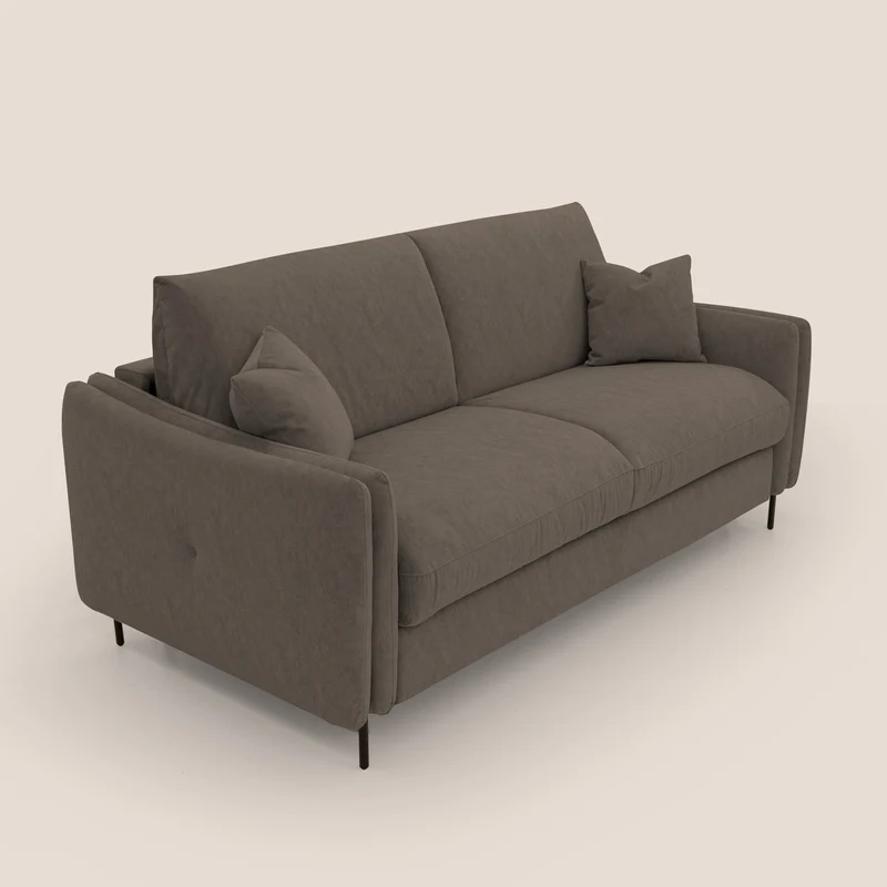 Gregory canapé-lit avec matelas h18 cm en microfibre effet velours imperméable T09 marron