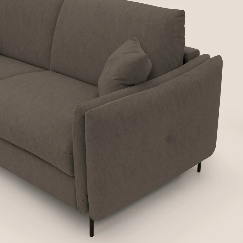 Gregory canapé-lit avec matelas h18 cm en microfibre effet velours imperméable T09 marron