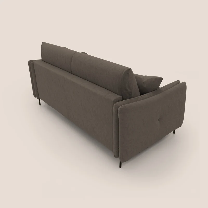 Gregory canapé-lit avec matelas h18 cm en microfibre effet velours imperméable T09 marron