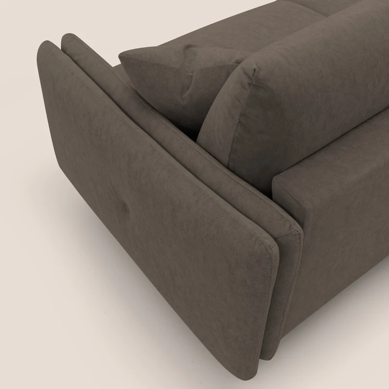 Gregory canapé-lit avec matelas h18 cm en microfibre effet velours imperméable T09 marron