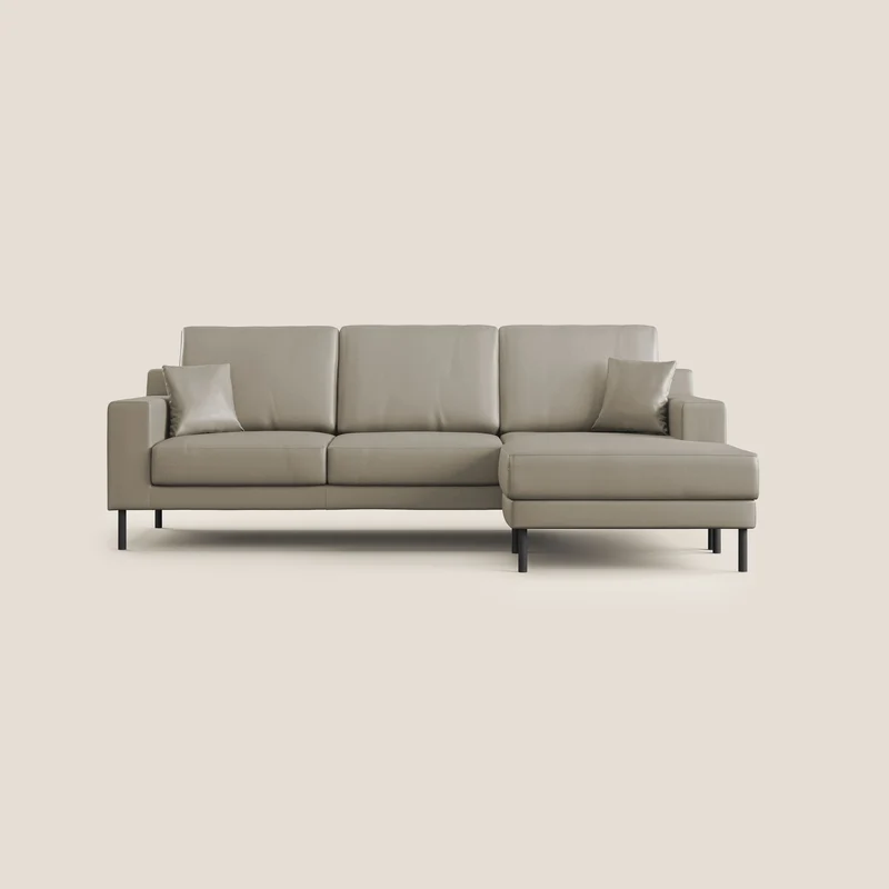 Uranio Canapé d'angle moderne réversible en simili cuir imperméable T04 taupe