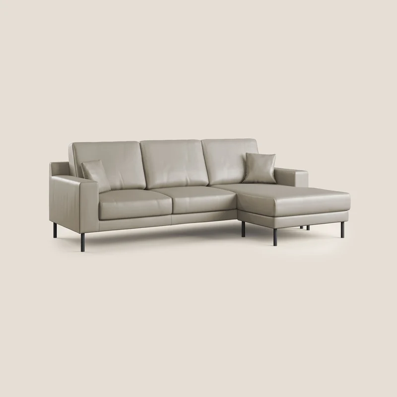 Uranio Canapé d'angle moderne réversible en simili cuir imperméable T04 taupe