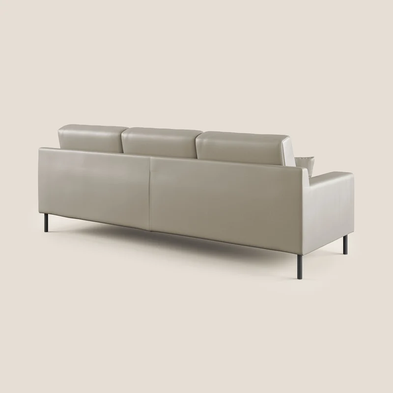 Uranio Canapé d'angle moderne réversible en simili cuir imperméable T04 taupe