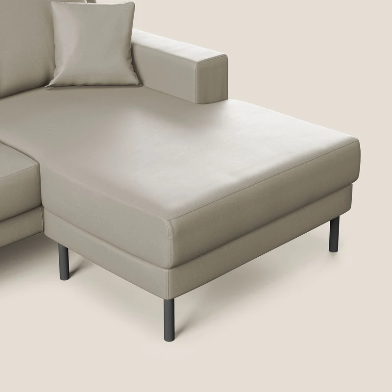 Uranio Canapé d'angle moderne réversible en simili cuir imperméable T04 taupe