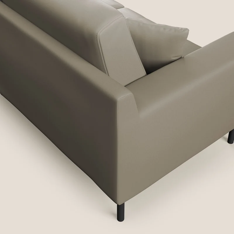 Uranio Canapé d'angle moderne réversible en simili cuir imperméable T04 taupe