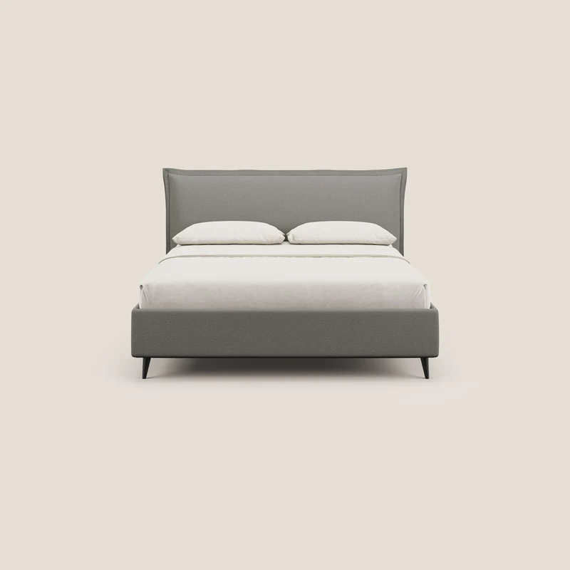 Hans lit rembourré avec coffre au style minimaliste en tissu imperméable T19 beige