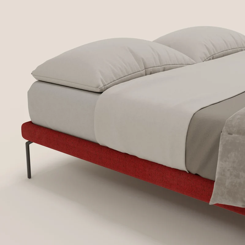 Ring sommier déhoussable avec pieds H 24cm en tissu imperméable T14 rouge