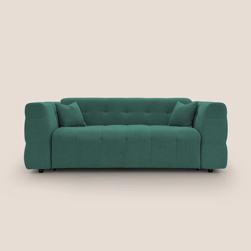 Tender Canapé convertible avec matelas H14 cm en bouclette imperméable T07 vert