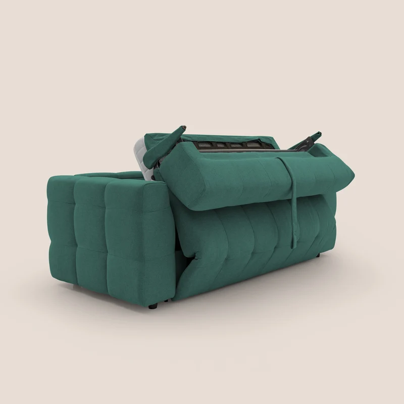 Tender Canapé convertible avec matelas H14 cm en bouclette imperméable T07 vert