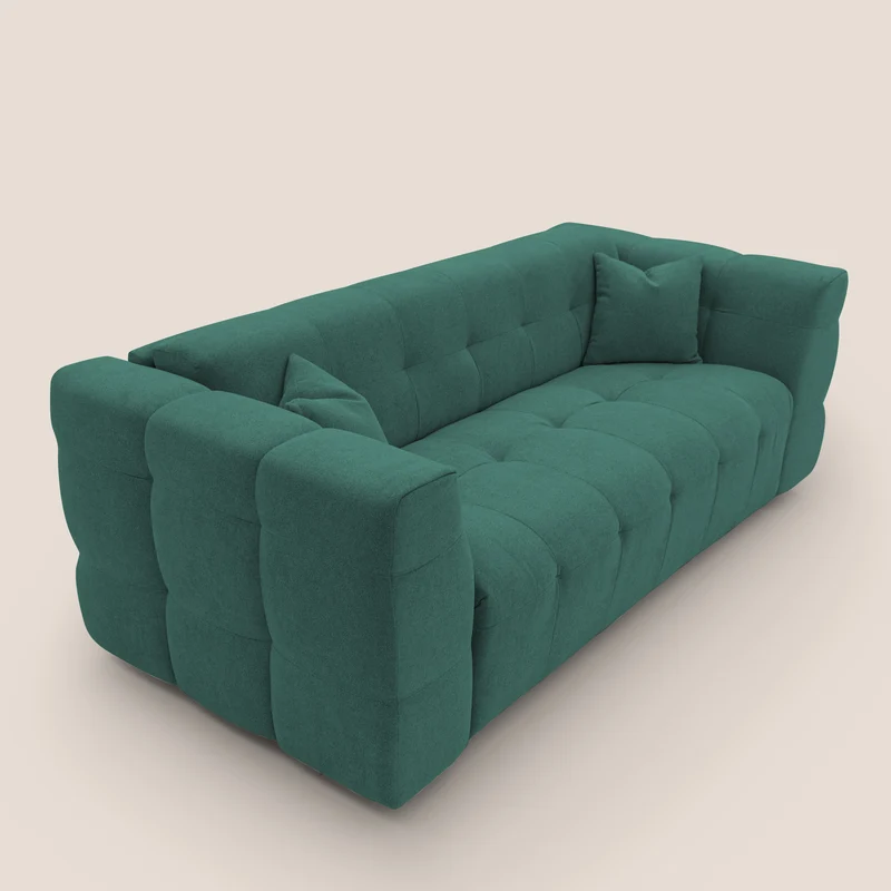 Tender Canapé convertible avec matelas H14 cm en bouclette imperméable T07 vert