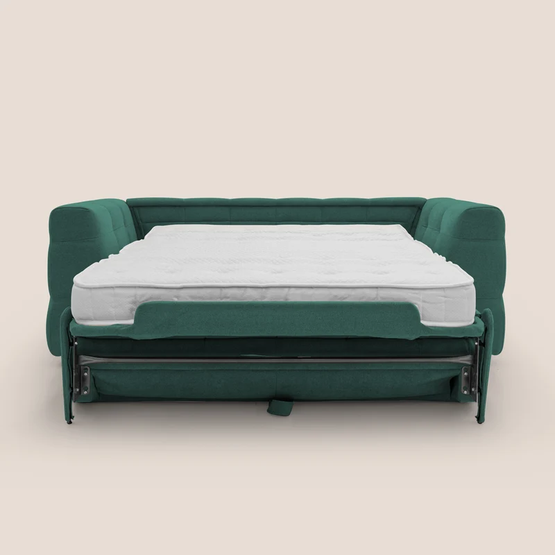 Tender Canapé convertible avec matelas H14 cm en bouclette imperméable T07 vert