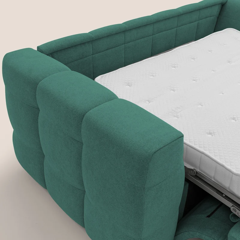 Tender Canapé convertible avec matelas H14 cm en bouclette imperméable T07 vert