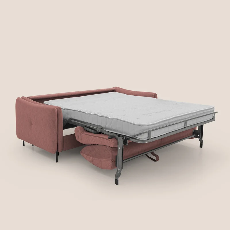 Gregory Canapé-lit avec matelas h18 cm en microfibre effet velours imperméable T09 saumon