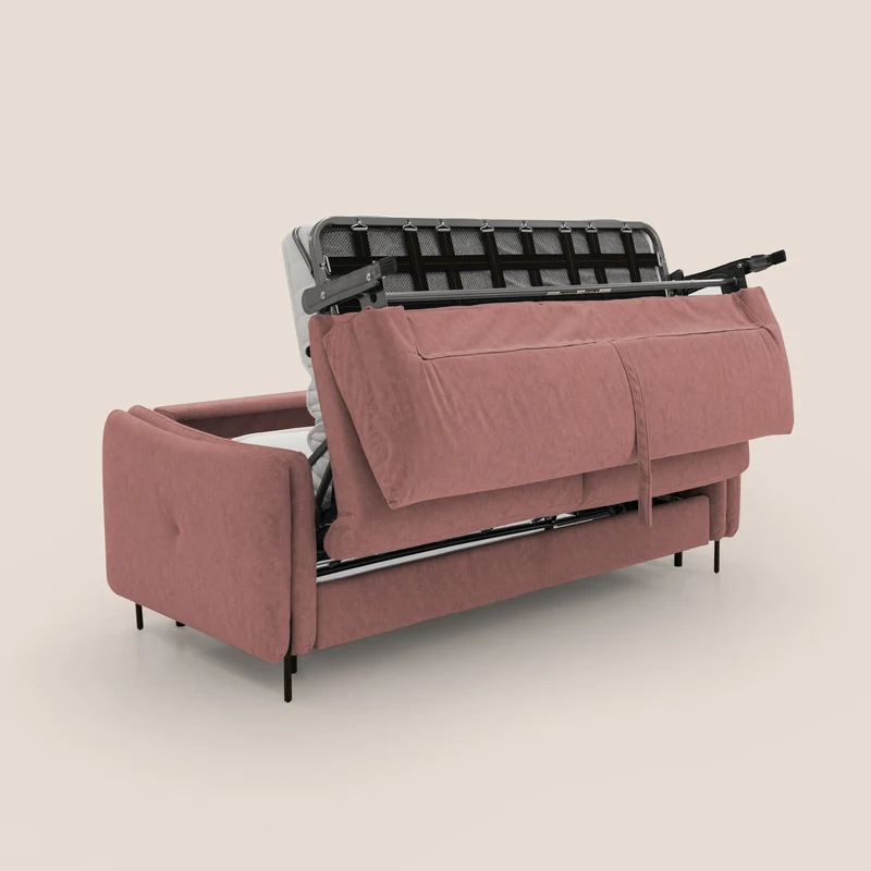 Gregory Canapé-lit avec matelas h18 cm en microfibre effet velours imperméable T09 saumon