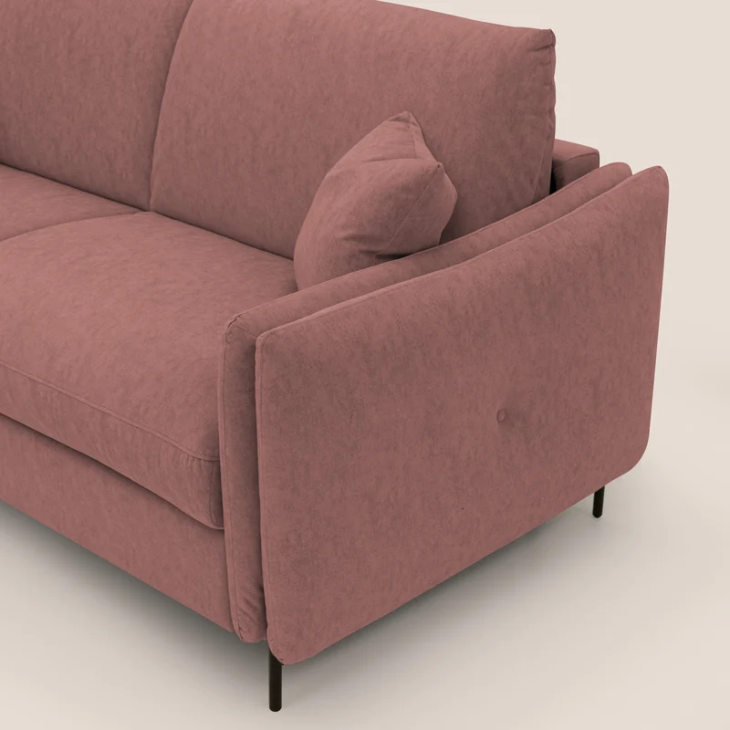 Gregory Canapé-lit avec matelas h18 cm en microfibre effet velours imperméable T09 saumon