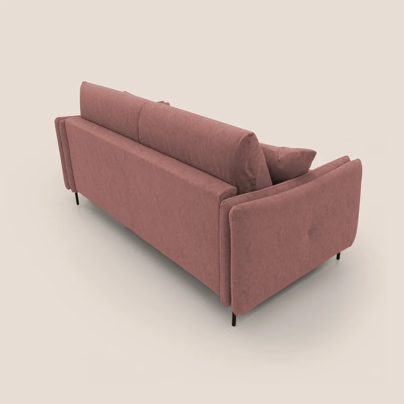Gregory Canapé-lit avec matelas h18 cm en microfibre effet velours imperméable T09 saumon