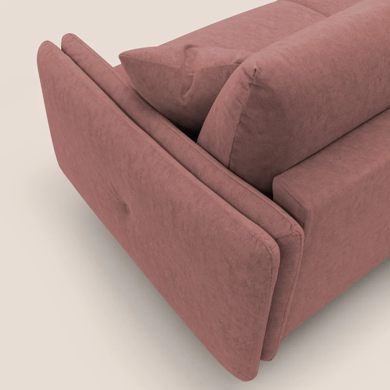 Gregory Canapé-lit avec matelas h18 cm en microfibre effet velours imperméable T09 saumon