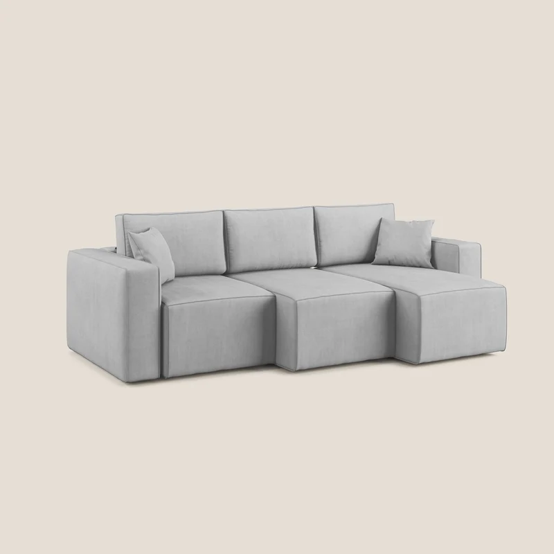 Morfeo Canapé avec 3 assises extractibles en tissu doux imperméable T02 gris clair