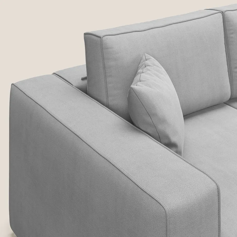 Morfeo Canapé avec 3 assises extractibles en tissu doux imperméable T02 gris clair