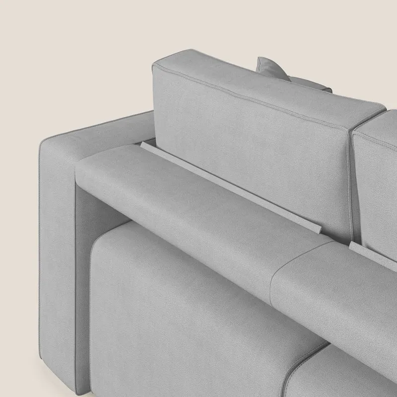 Morfeo Canapé avec 3 assises extractibles en tissu doux imperméable T02 gris clair