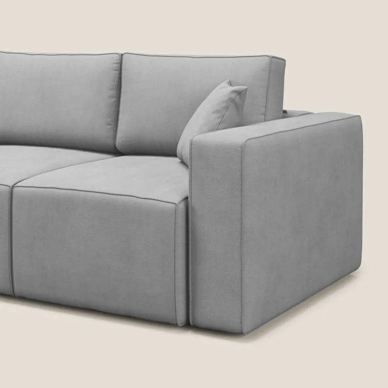 Morfeo Canapé avec 3 assises extractibles en tissu doux imperméable T02 gris clair