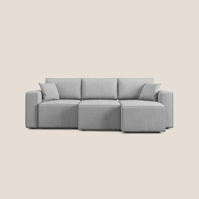 Morfeo Canapé avec 3 assises extractibles en tissu doux imperméable T02 gris clair