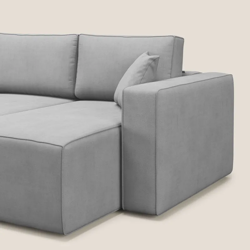 Morfeo Canapé avec 3 assises extractibles en tissu doux imperméable T02 gris clair