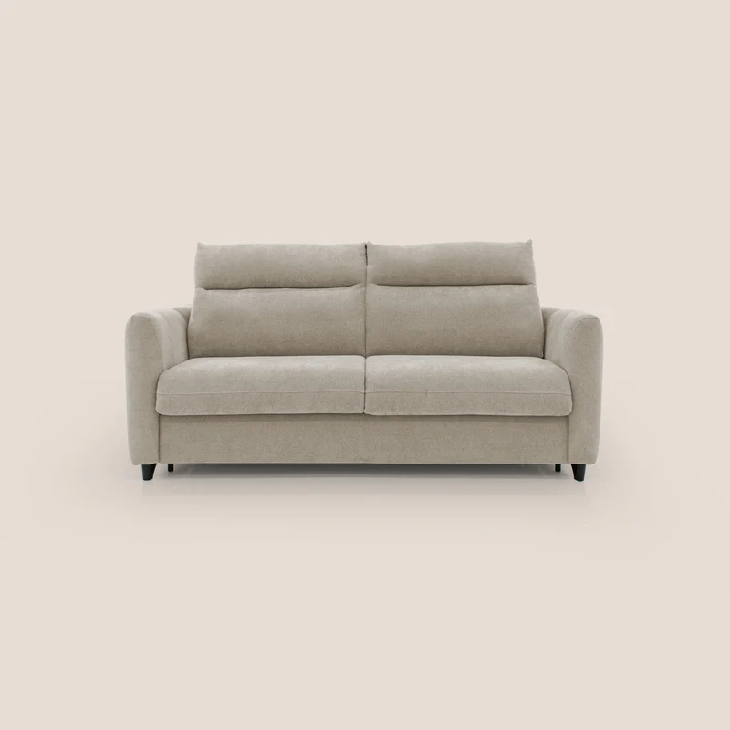 Peonia canapé convertible scandinave avec matelas H 18cm et dossier haut en bouclette imperméable T07 beige