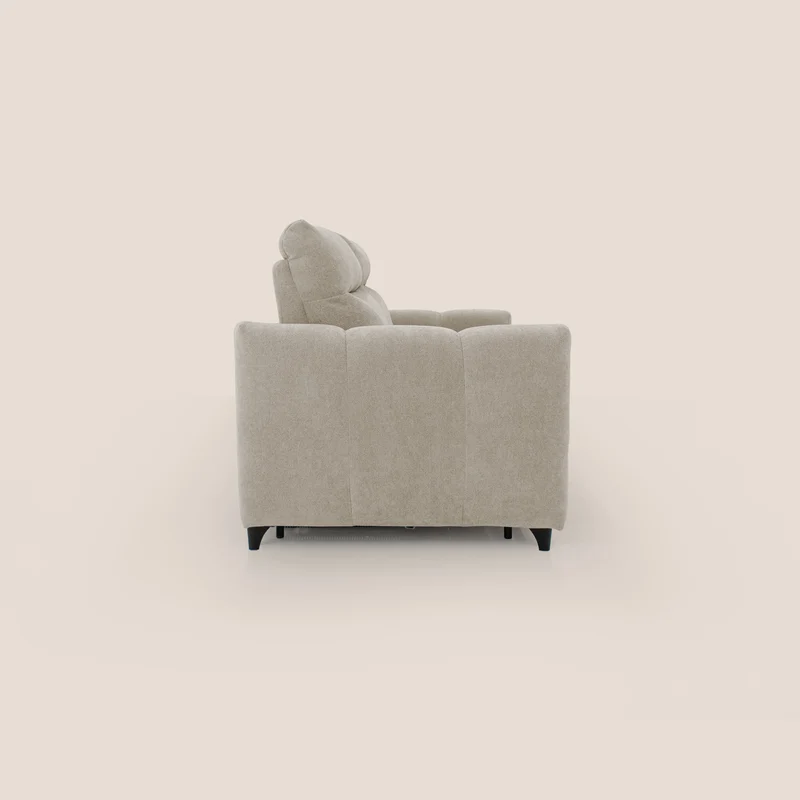Peonia canapé convertible scandinave avec matelas H 18cm et dossier haut en bouclette imperméable T07 beige