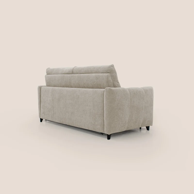 Peonia canapé convertible scandinave avec matelas H 18cm et dossier haut en bouclette imperméable T07 beige