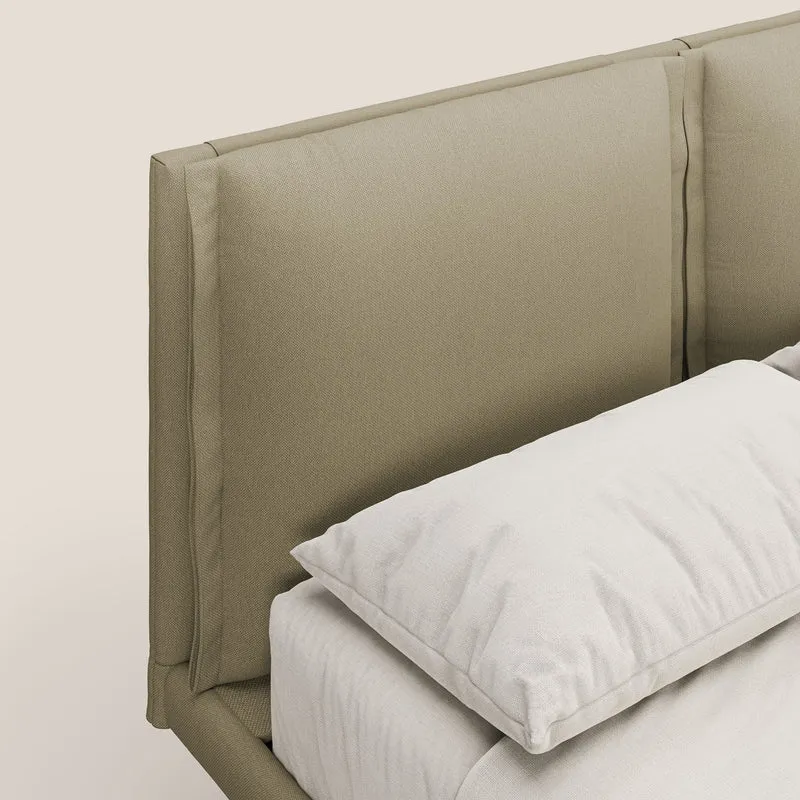 Noah lit avec coussins réglables et pieds hauts en métal en tissu détachable T05 camel