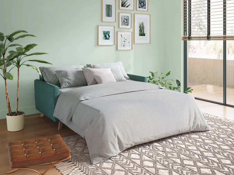 Edgar canapé convertible en tissu FELIS imperméable T03 vert d'eau