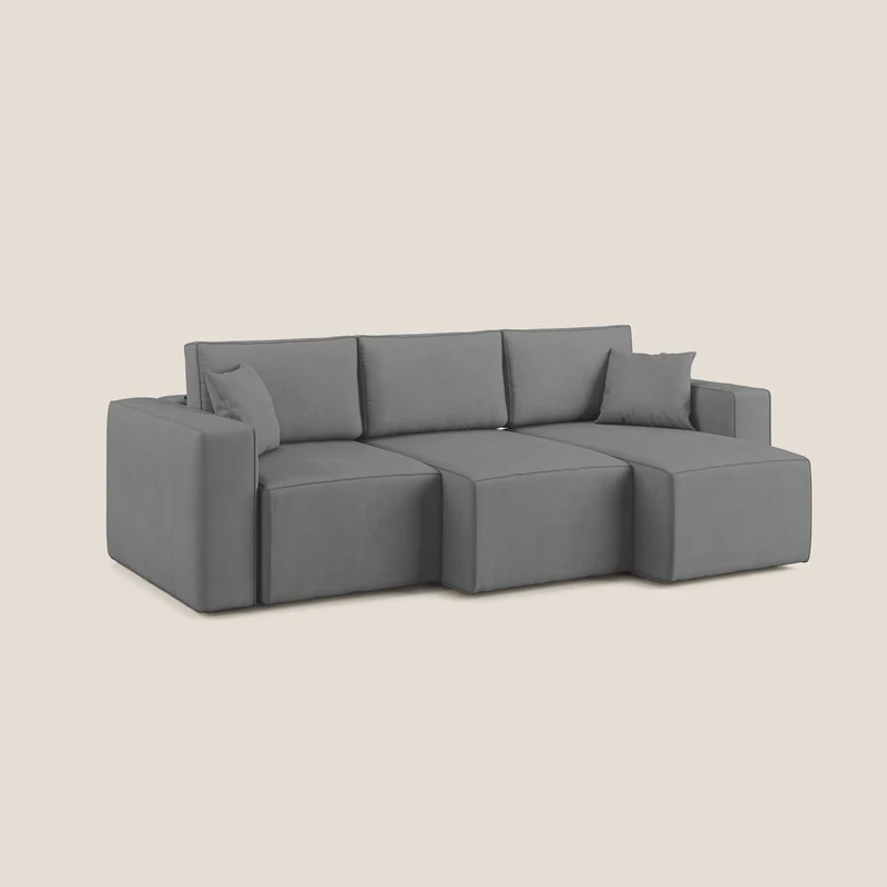 Morfeo Canapé avec 3 assises extractibles en tissu doux imperméable T02 gris