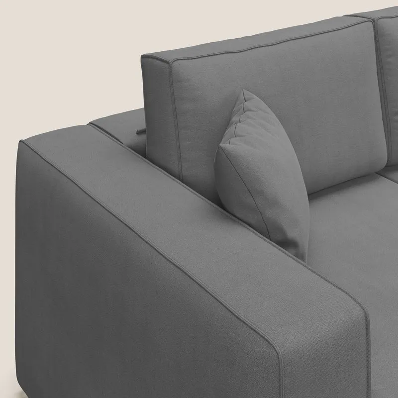 Morfeo Canapé avec 3 assises extractibles en tissu doux imperméable T02 gris