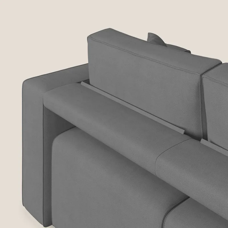 Morfeo Canapé avec 3 assises extractibles en tissu doux imperméable T02 gris